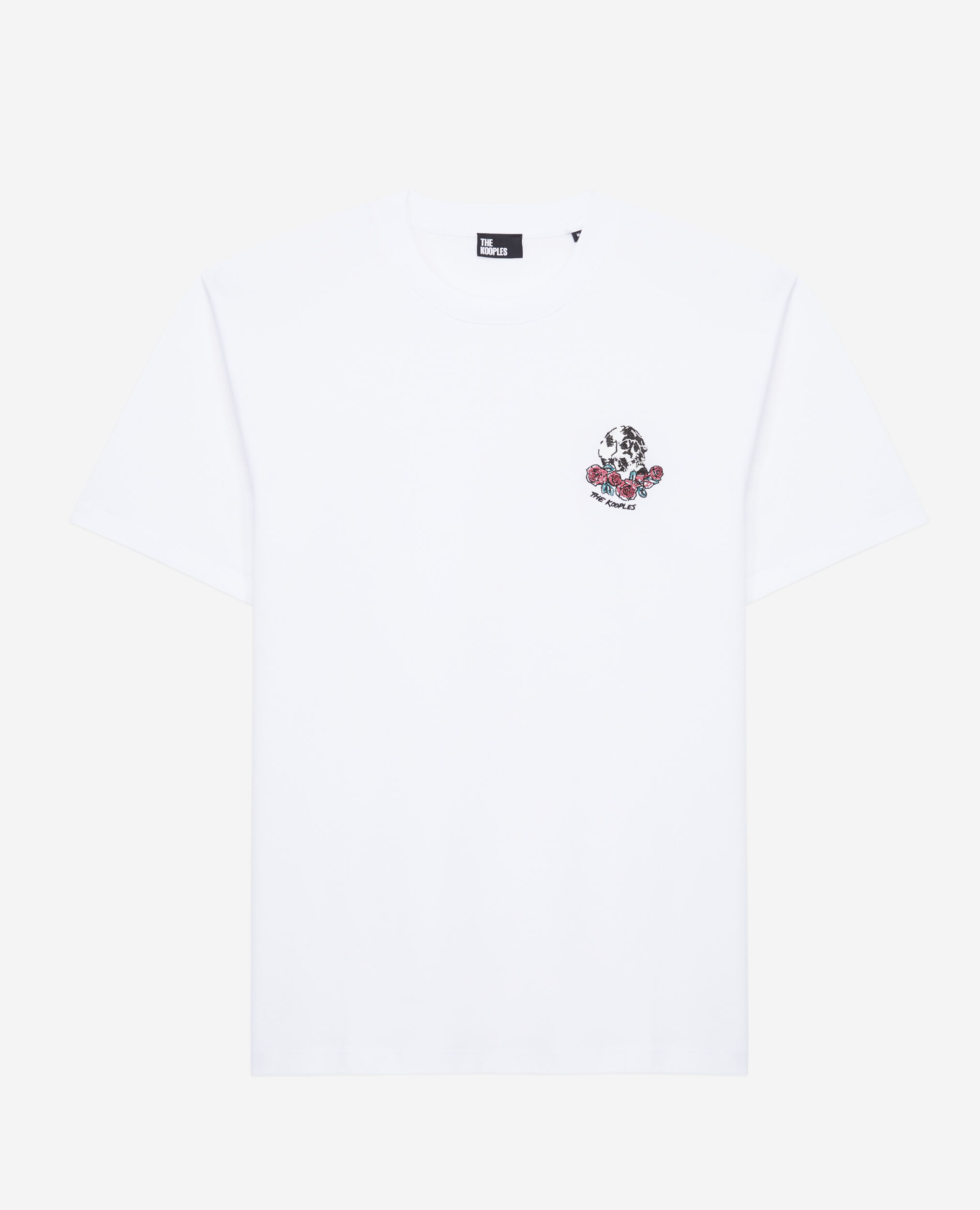 Men's white t-shirt with vintage skull embroidery, WHITE, hi-res image number null