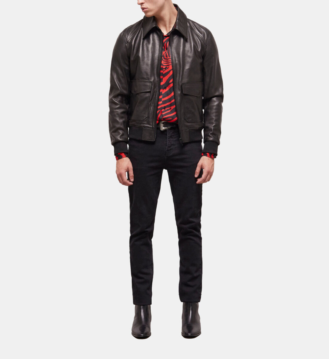 Mens black leather dress jacket online