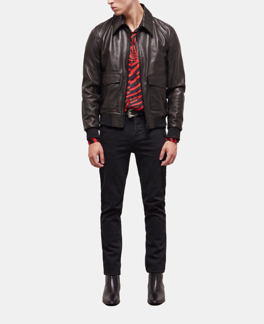 black leather jacket
