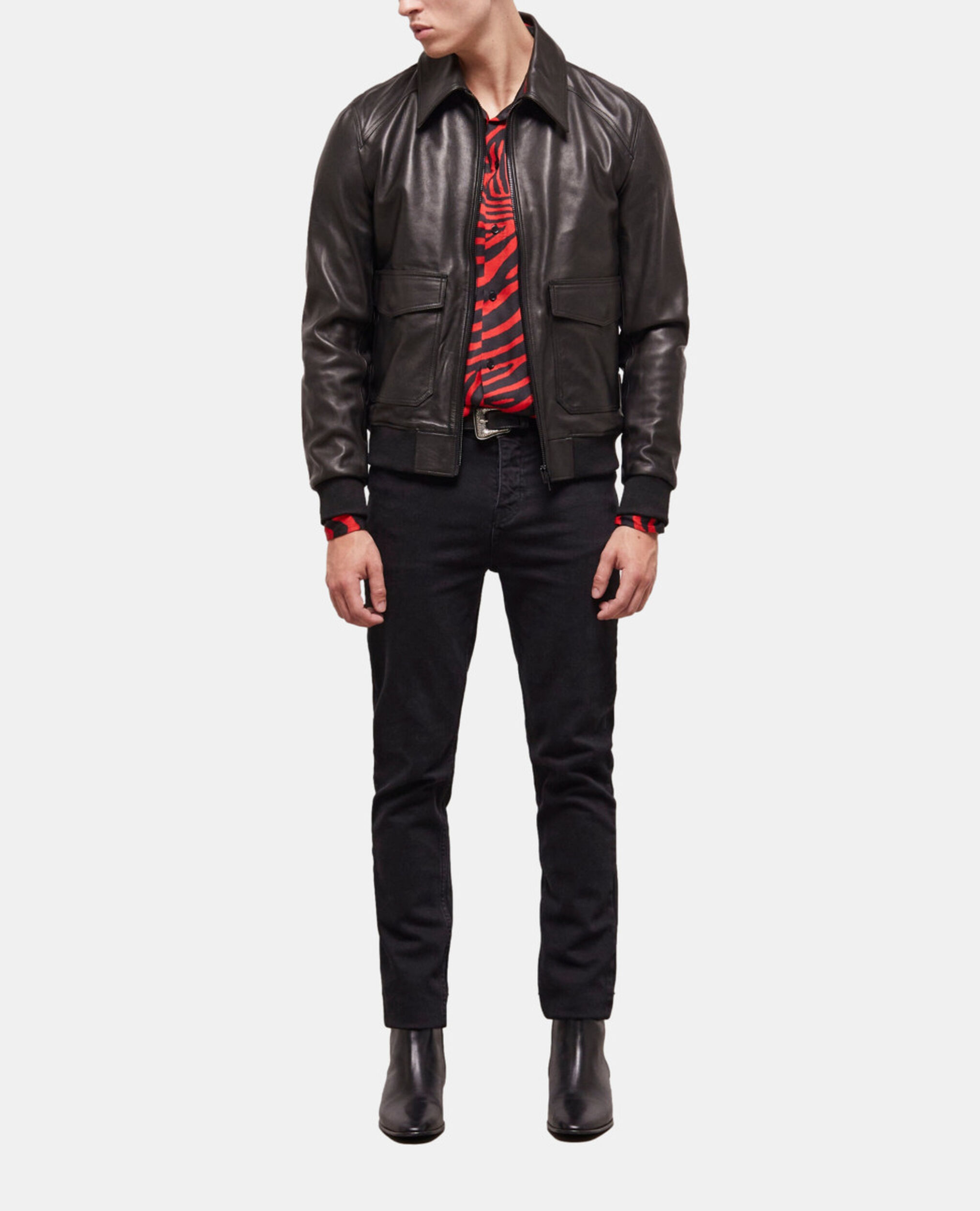 Black leather jacket, BLACK, hi-res image number null