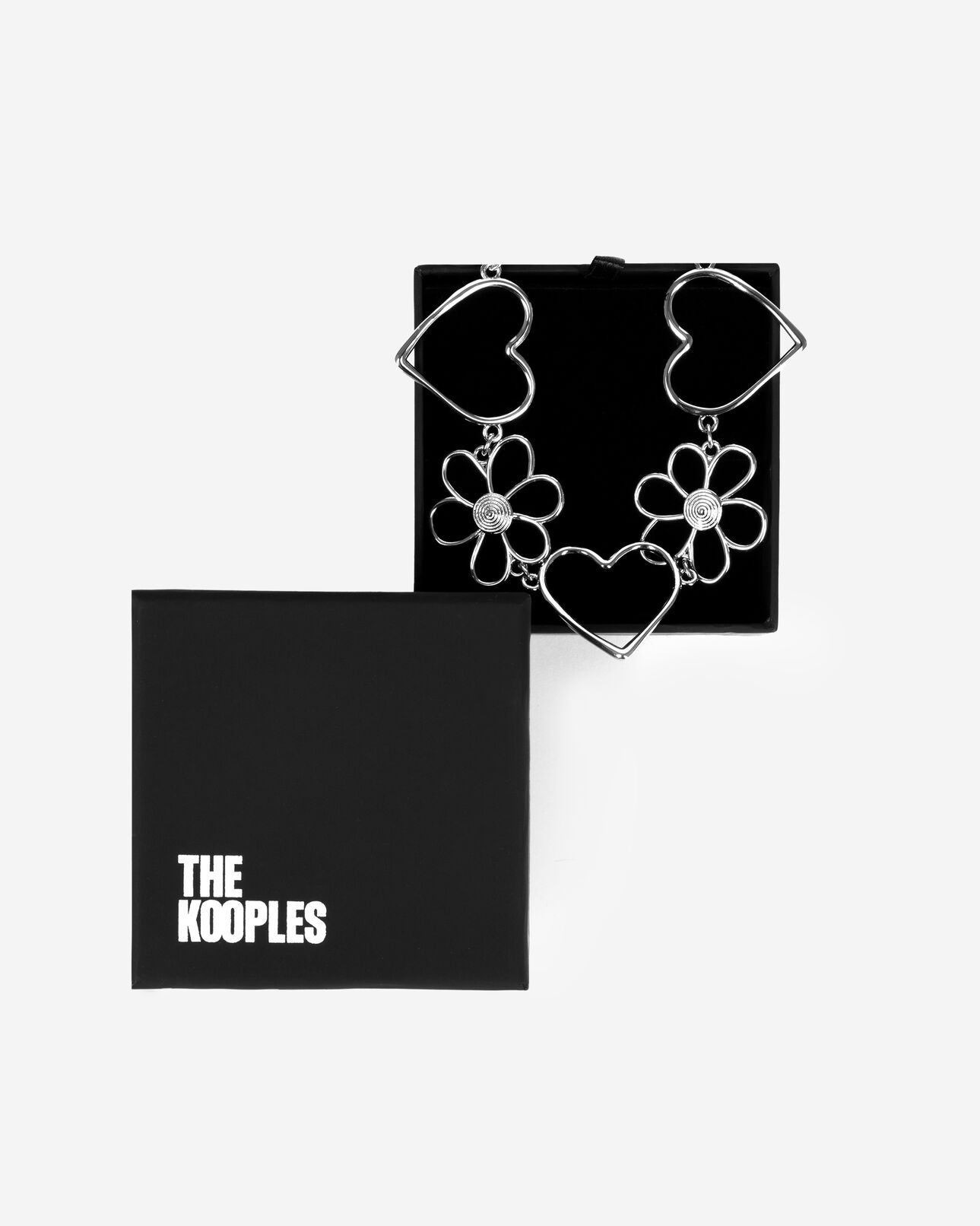The Kooples DAMEN SILVER silberne halskette mit herz und blume