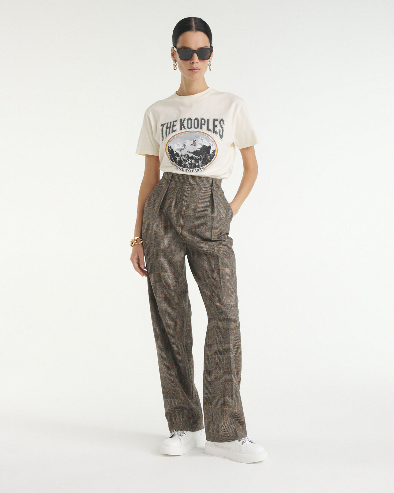 The Kooples WOMEN ECRU ecru cotton printed t-shirt with mountain