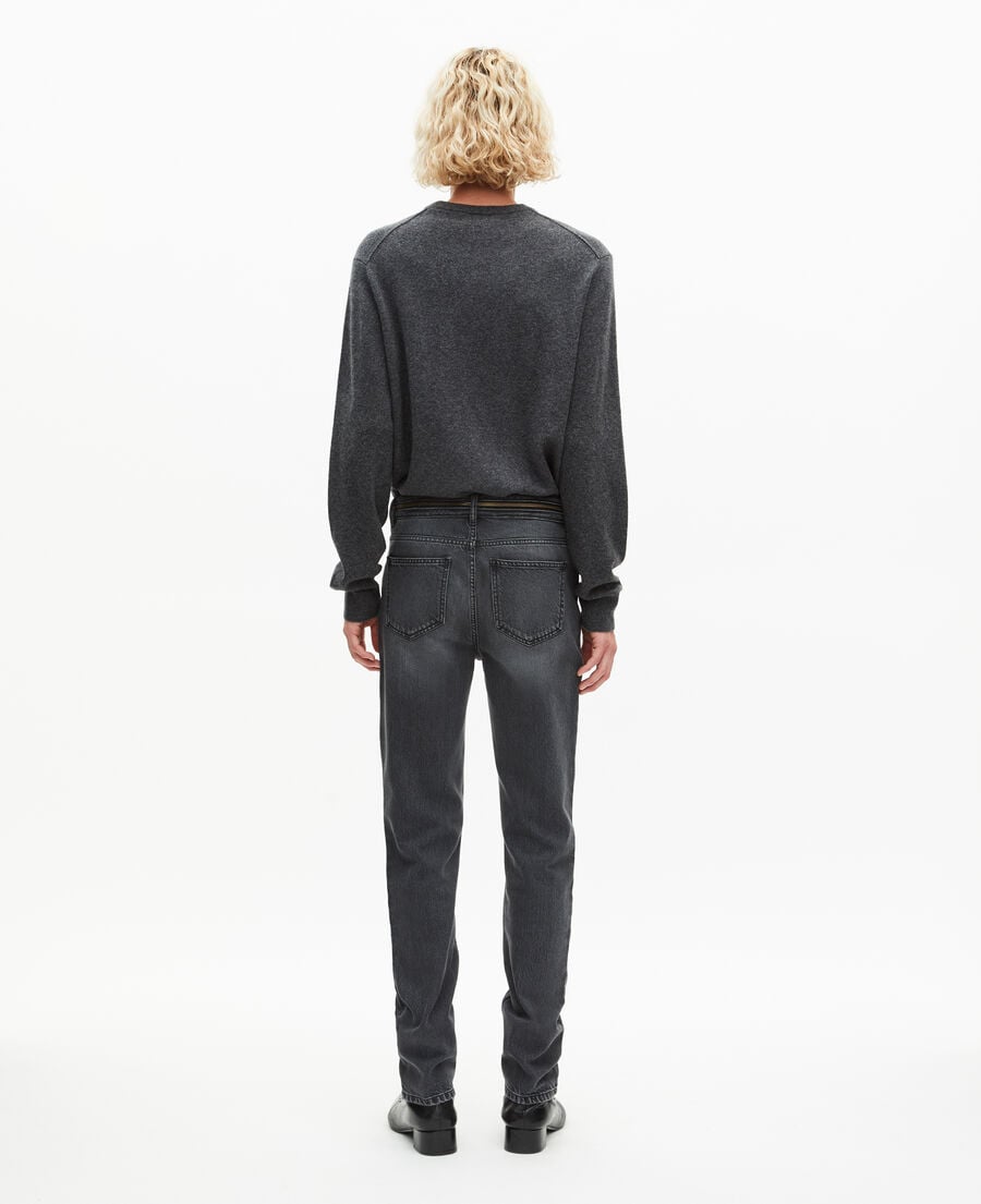 The Kooples MEN BLACK WASHED black faded skinny jeans