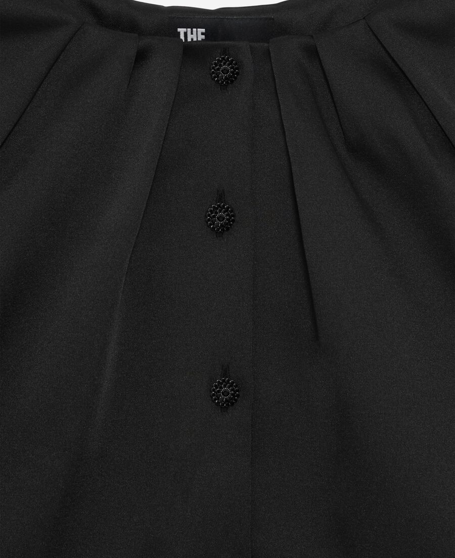 The Kooples FEMME BLACK veste courte effet cape en satin noire