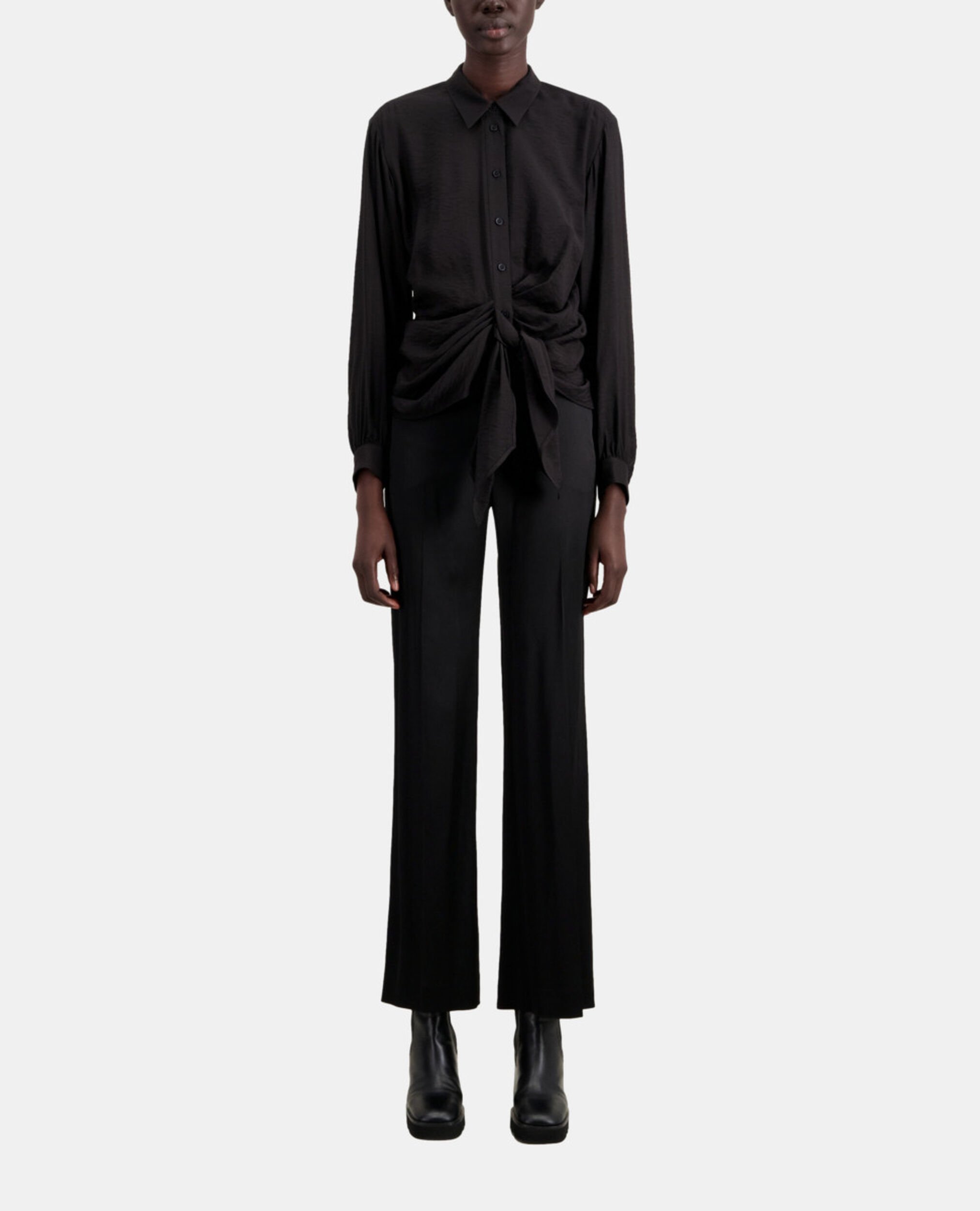 Black shirt with draped effect, BLACK, hi-res image number null