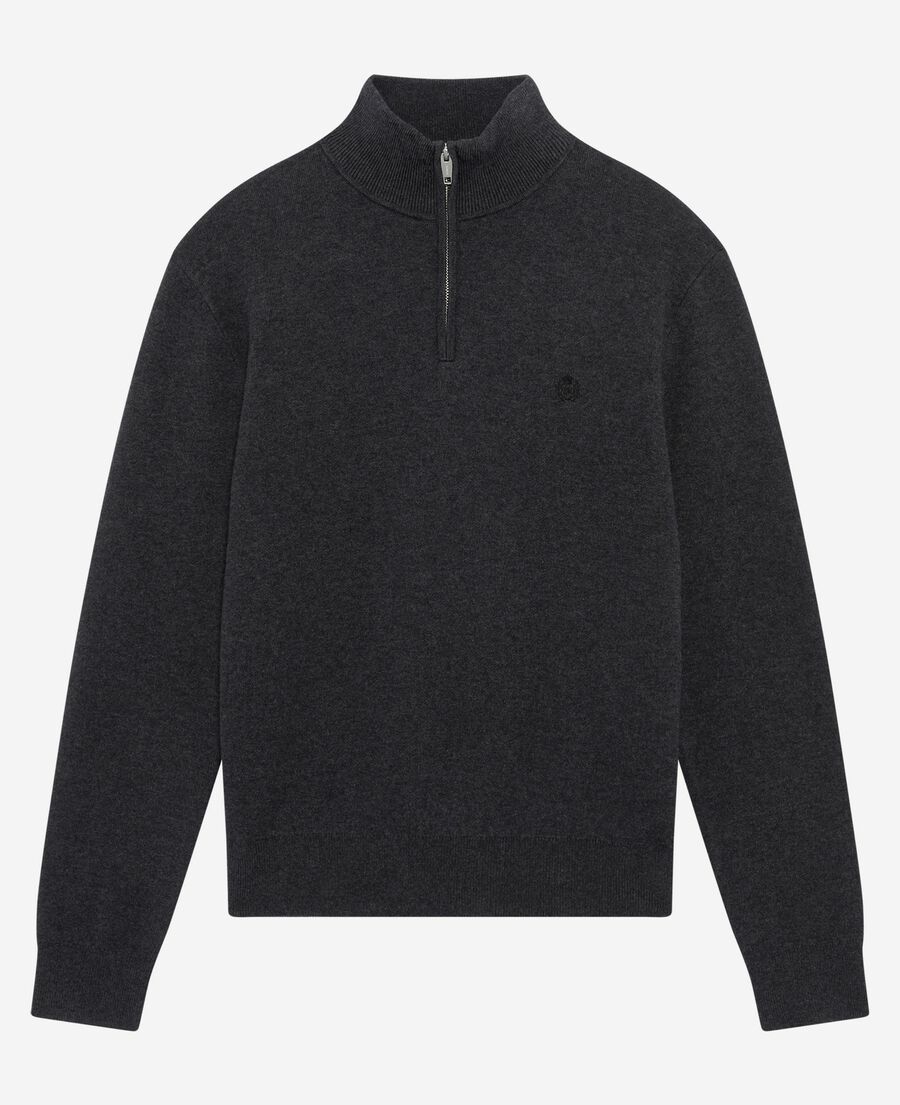 The Kooples HOMME DARK GREY MELANGE pull col camionneur double face gris