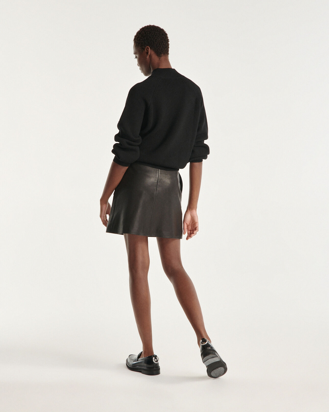 The Kooples FEMME BLACK pull noir avec attaches au col corne