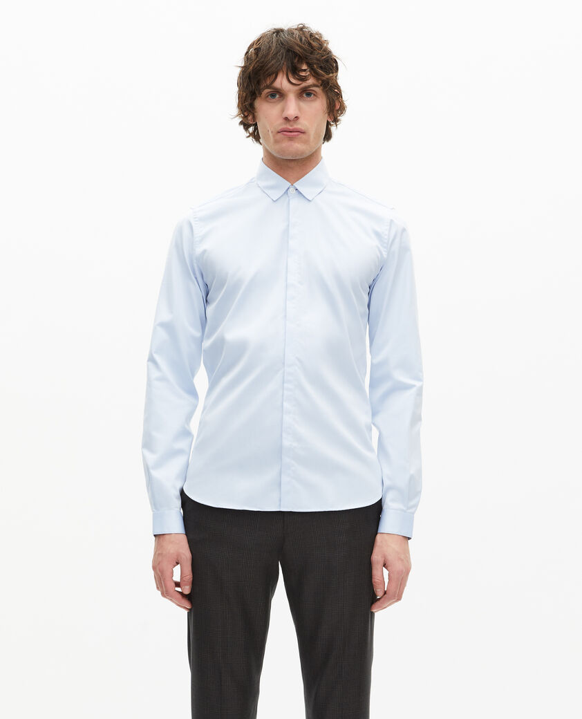 The Kooples MEN LIGHT BLUE sky blue classic collar shirt