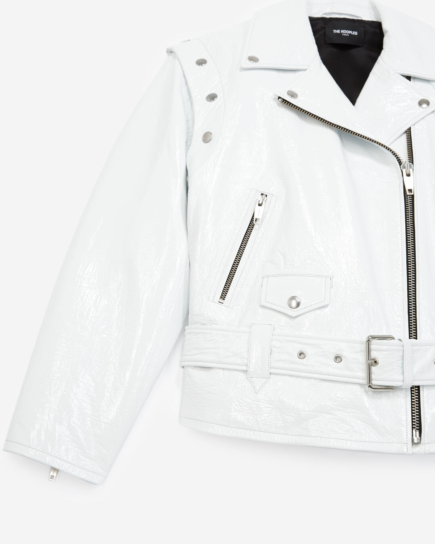 White leather jacket with detachable sleeves, WHITE, hi-res image number null