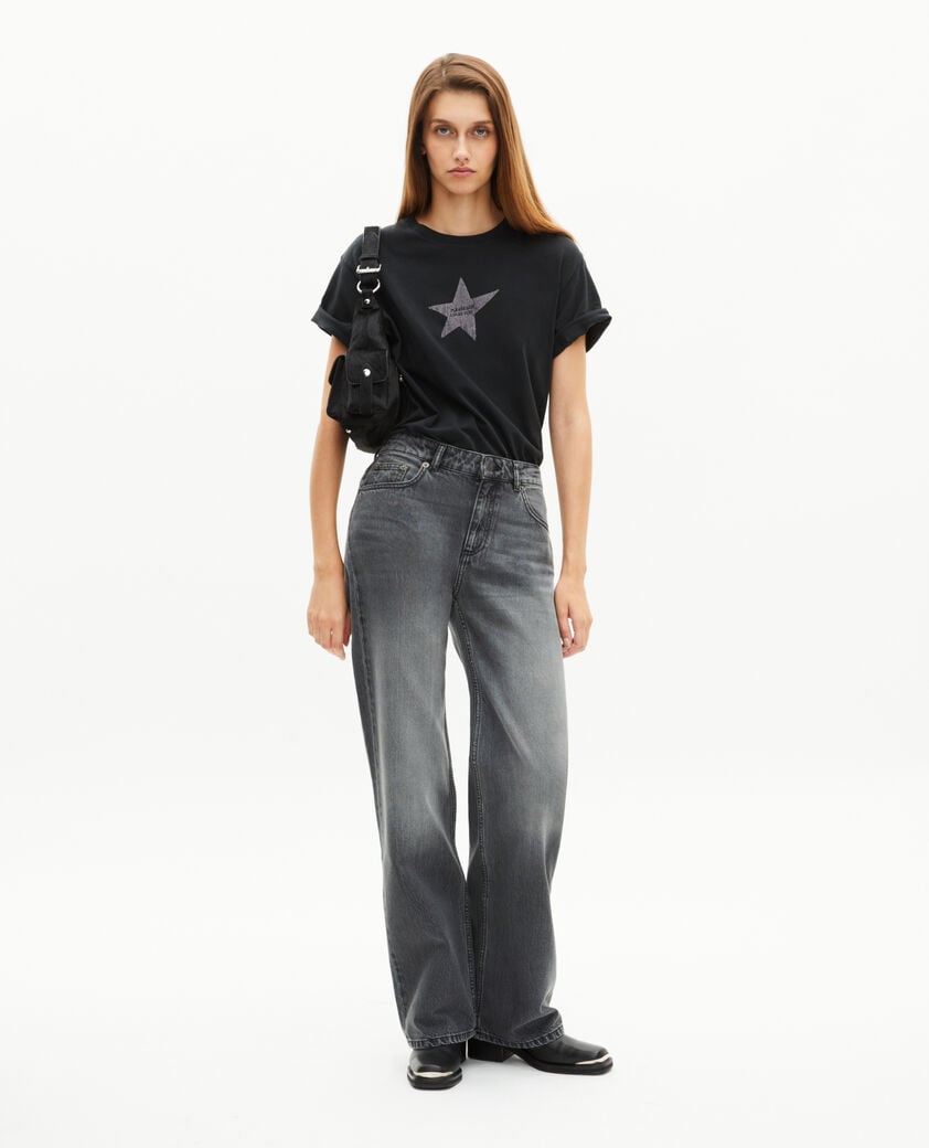 The Kooples F BLACK black wide-leg jeans
