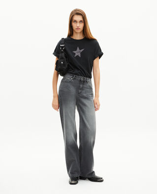 The Kooples F BLACK black wide-leg jeans