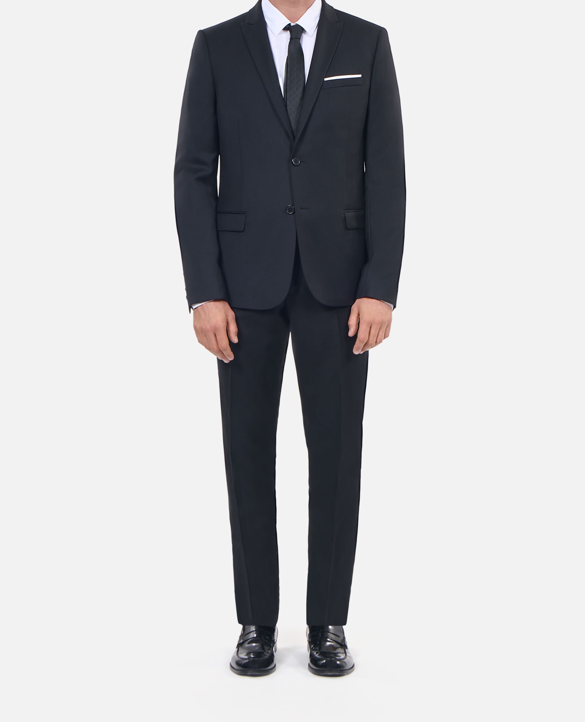 Black wool suit fitted jacket, BLACK, hi-res image number null