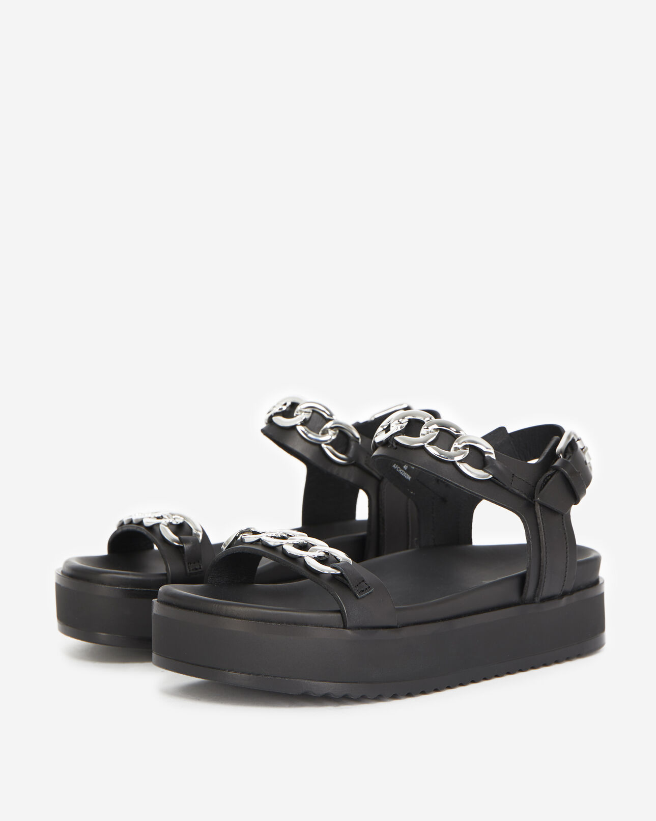 The Kooples FEMME BLACK sandales compensées noires à chaînes