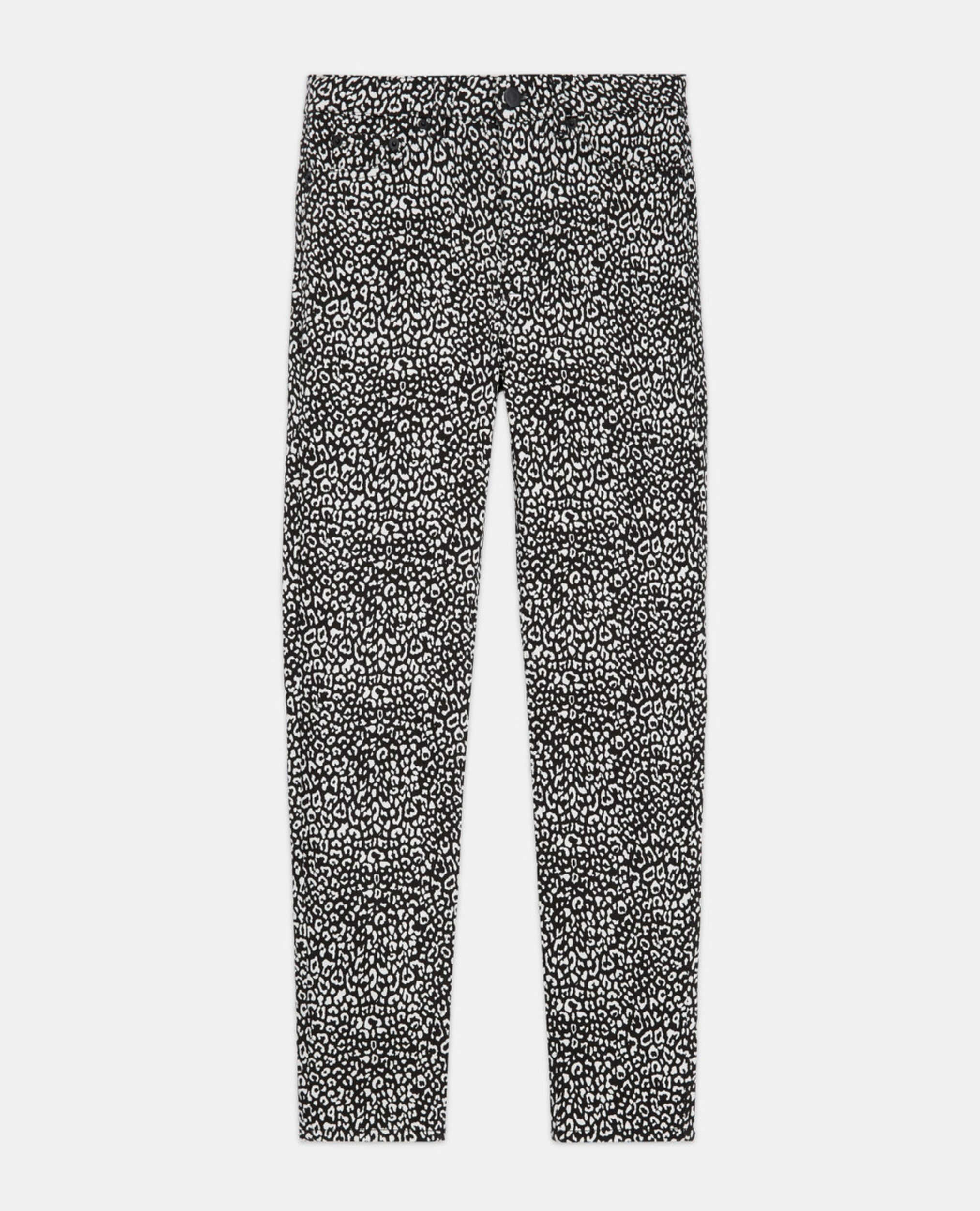 Leoparden-Jeans mit schmalem Bein, BLACK, hi-res image number null