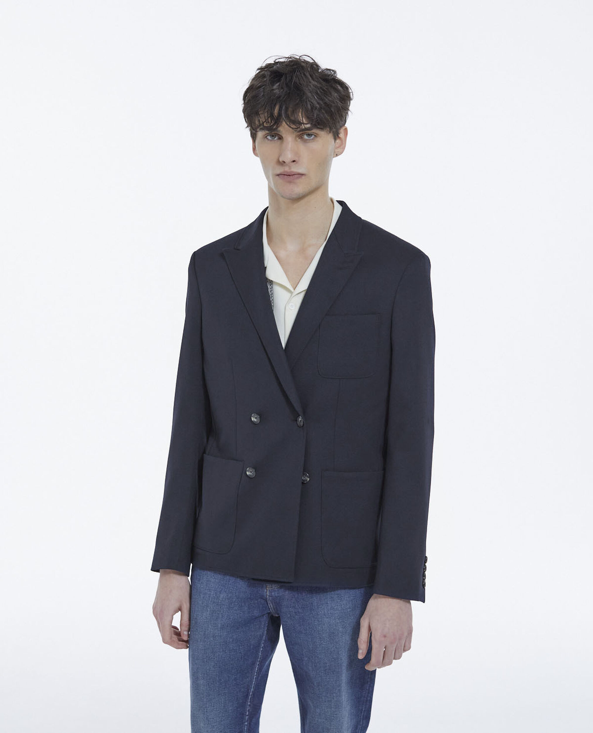 Navy double breasted blazer, NAVY, hi-res image number null