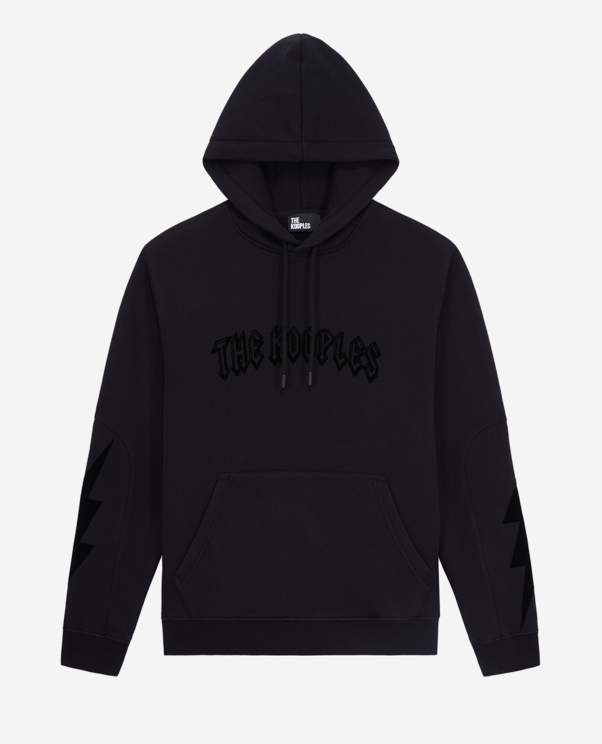 Men's Black hoodie with flocking, BLACK, hi-res image number null