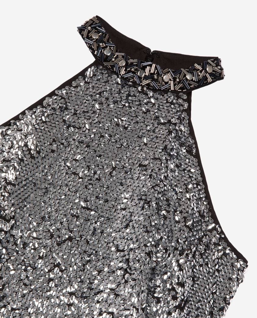 The Kooples DAMEN SILVER kurzes kleid aus silbernen pailletten