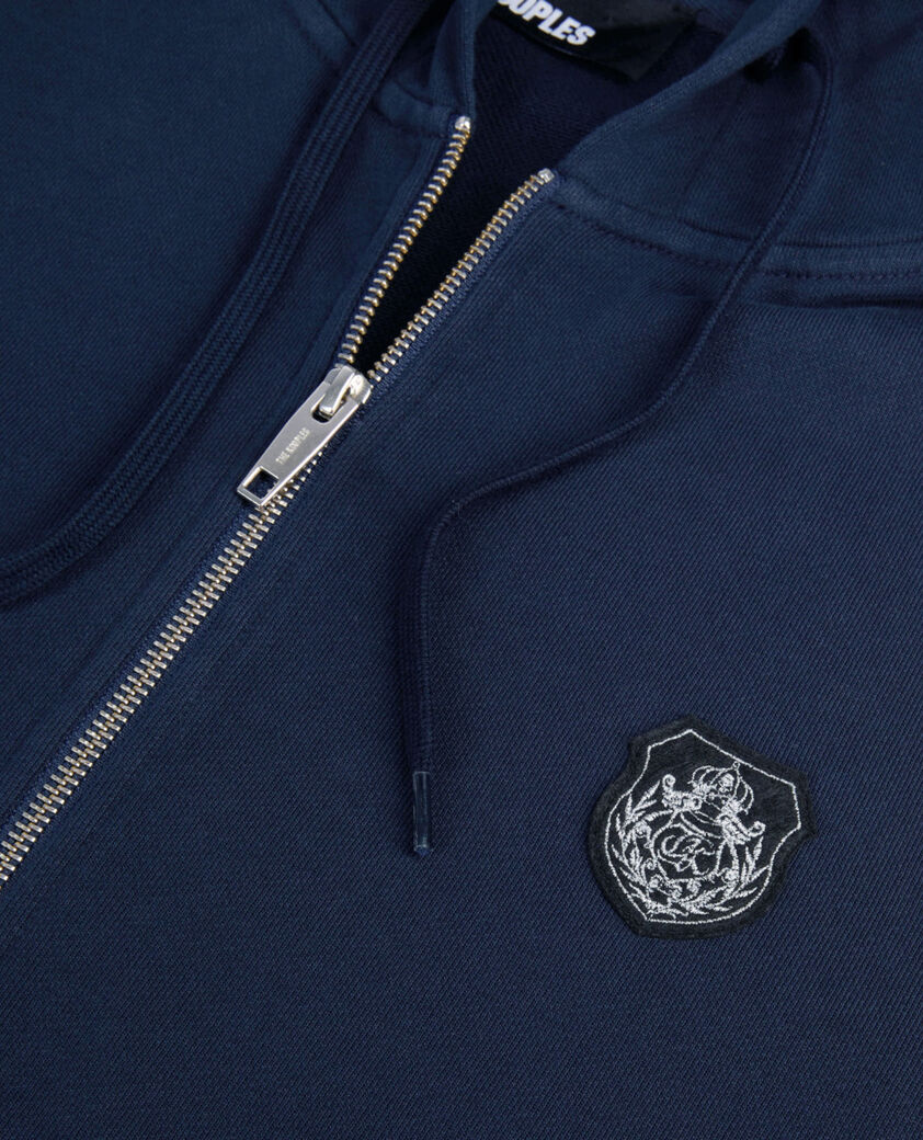 The Kooples HERREN DARK BLUE blaues kapuzensweatshirt mit wappen