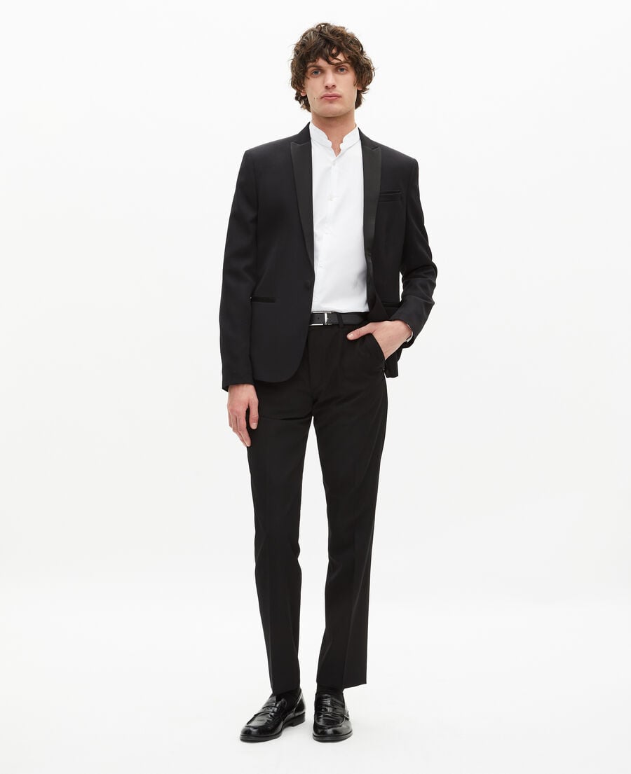 The Kooples HOMME BLACK pantalon de smoking avec détails en satin droit noir