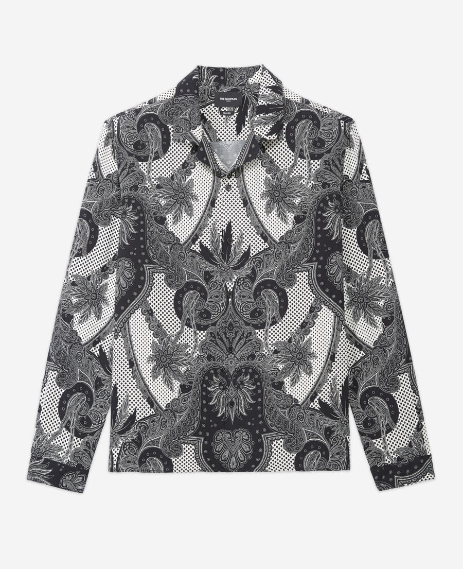 The Kooples HOMME BLACK WHITE chemise col requin noire