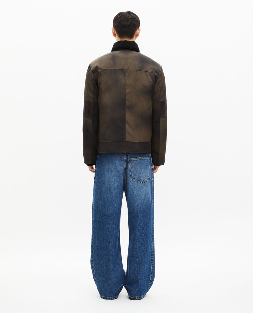 The Kooples H BLACK washed brown sherpa collar down jacket