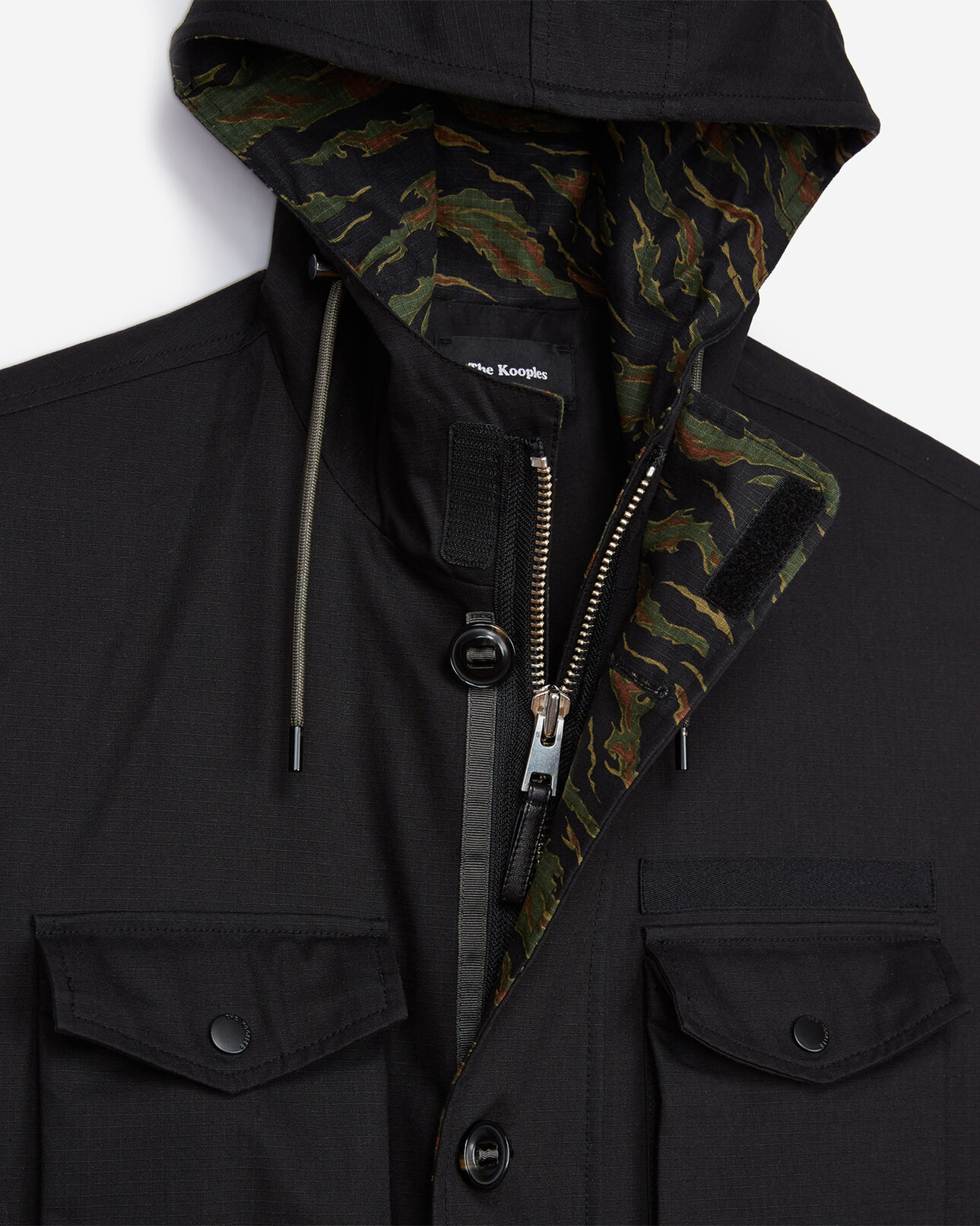 The Kooples HOMME BLACK parka mi-longue
