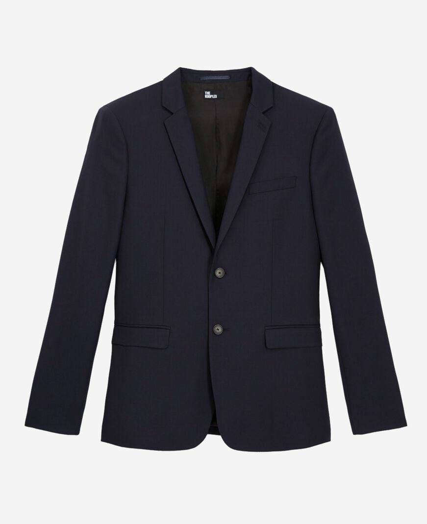 The Kooples MEN DARK NAVY blue straight wool suit jacket