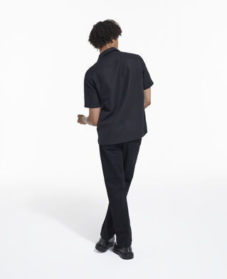 The Kooples H BLACK - RED patterned shirt with contrasting stripes
