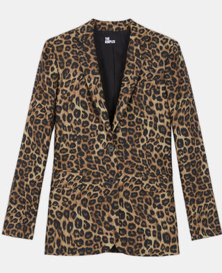 The Kooples DAMEN LEOPARD gerade geschnittene jacke mit leopardenmotiv
