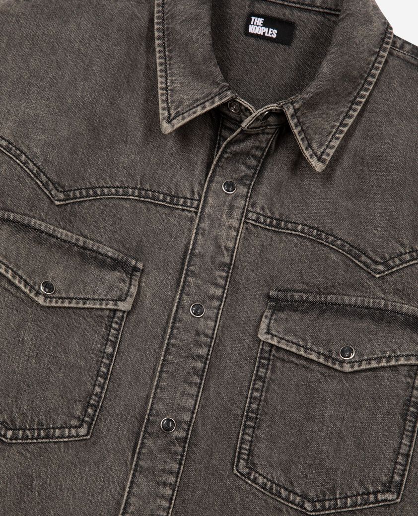 The Kooples MEN DENIM GREY grey denim shirt
