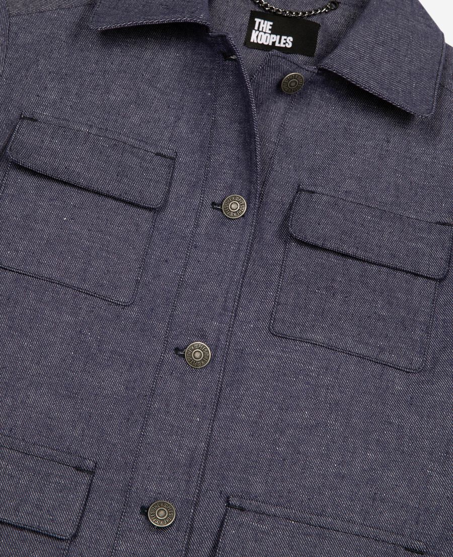 The Kooples DAMEN BLUE kurze jacke aus baumwolle und leinen, blau