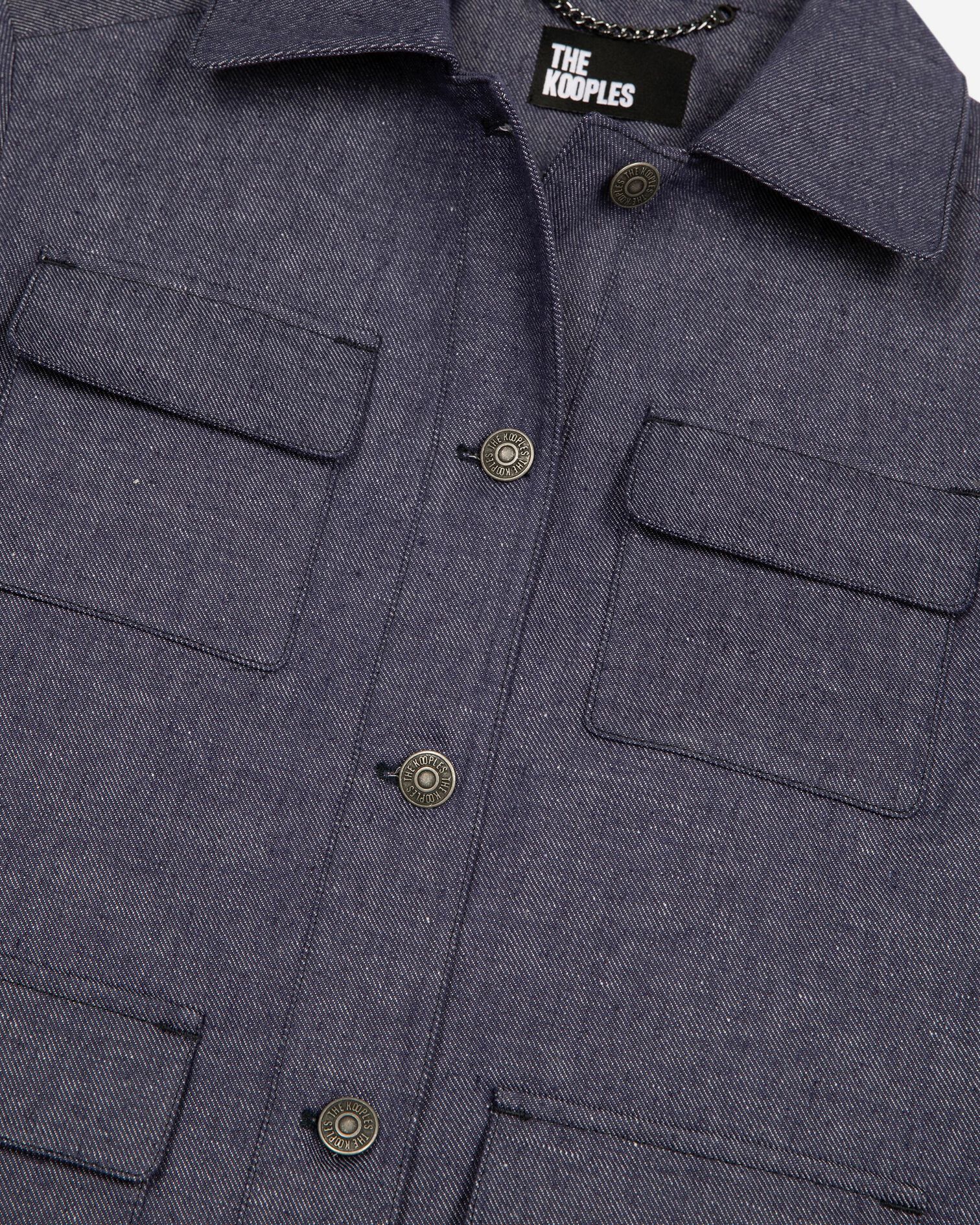 Short jacket in blue cotton and linen, BLUE, hi-res image number null