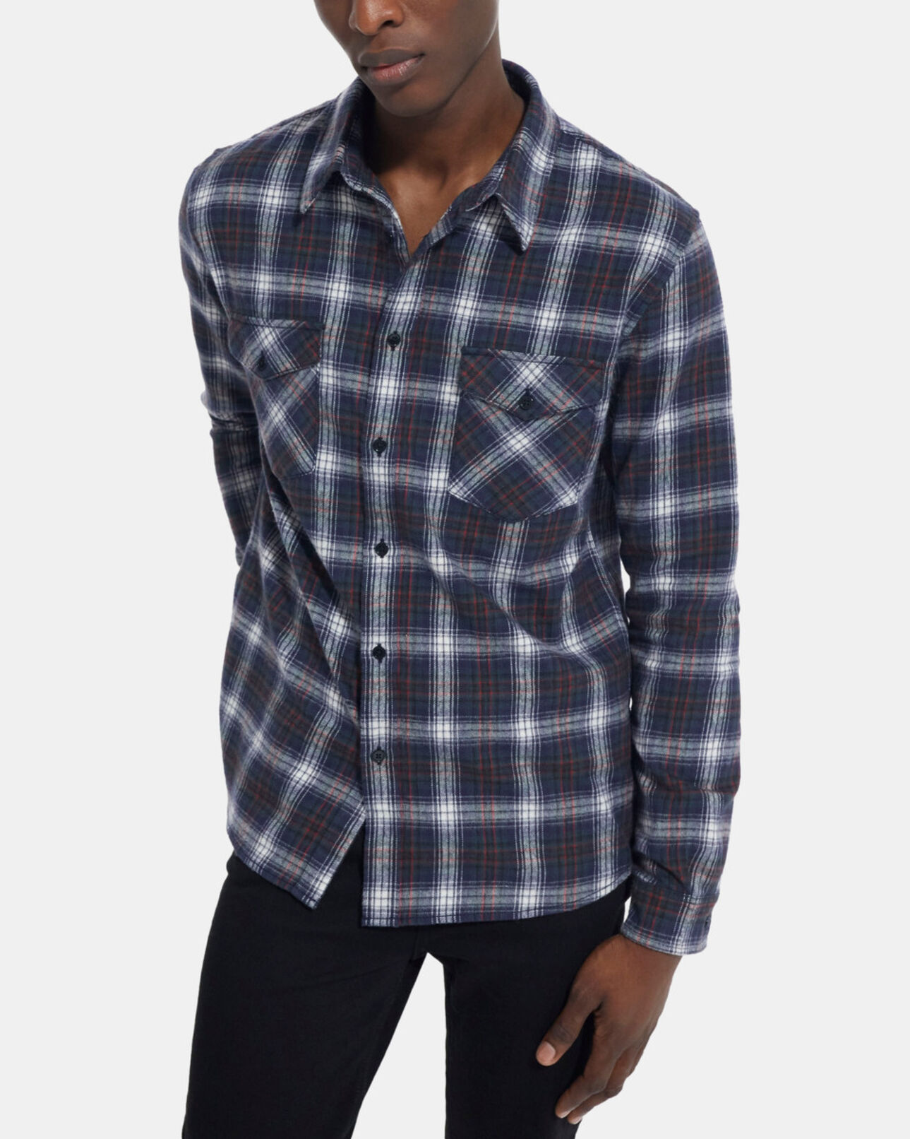 The Kooples MEN BOTTLE GREEN check shirt with classic collar