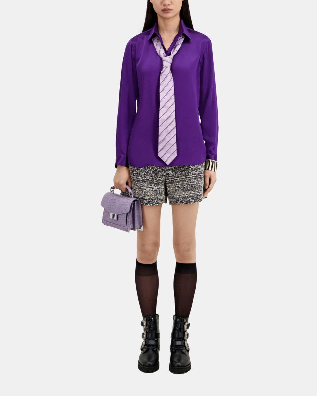 The Kooples WOMEN PURPLE mauve satin silk shirt