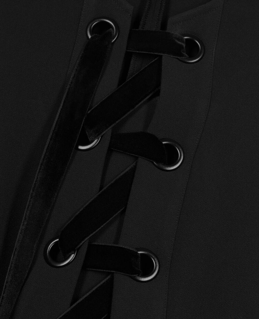 The Kooples DAMEN BLACK kurzes, schwarzes kleid mit schn&uuml;rung