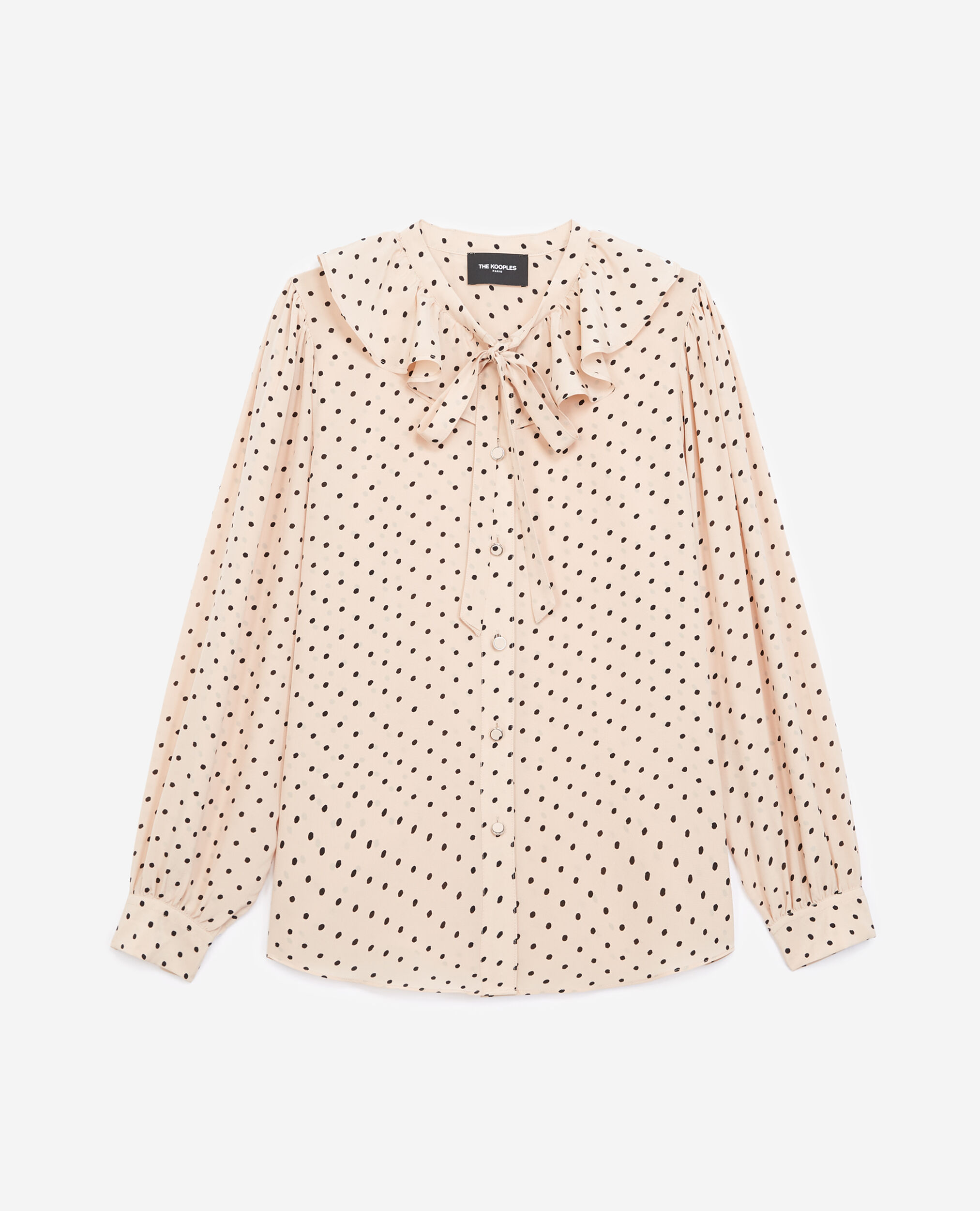 Frilly pink shirt with polka-dot print, LIGHT PINK, hi-res image number null