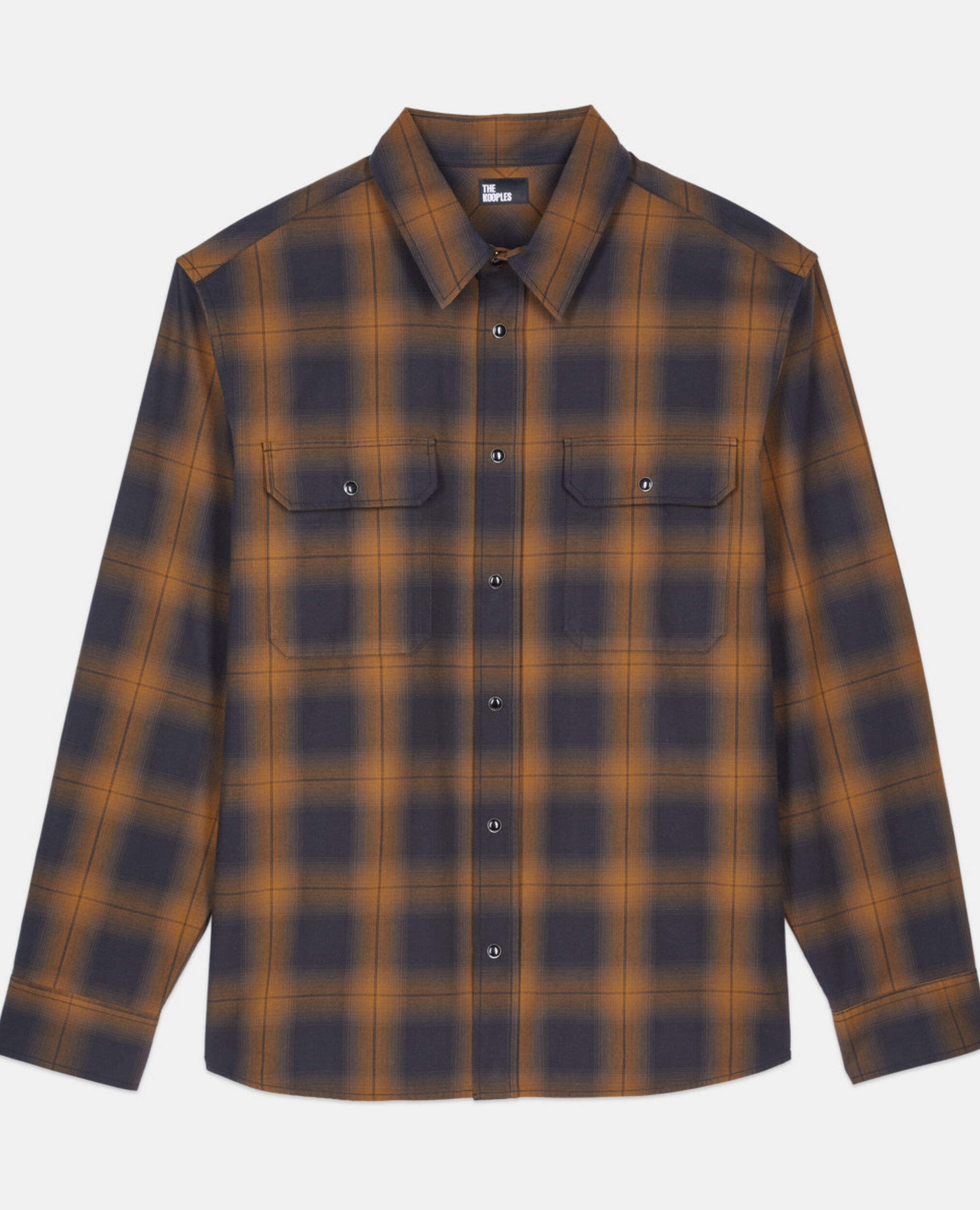 Black and brown checked overshirt, DARK BROWN, hi-res image number null