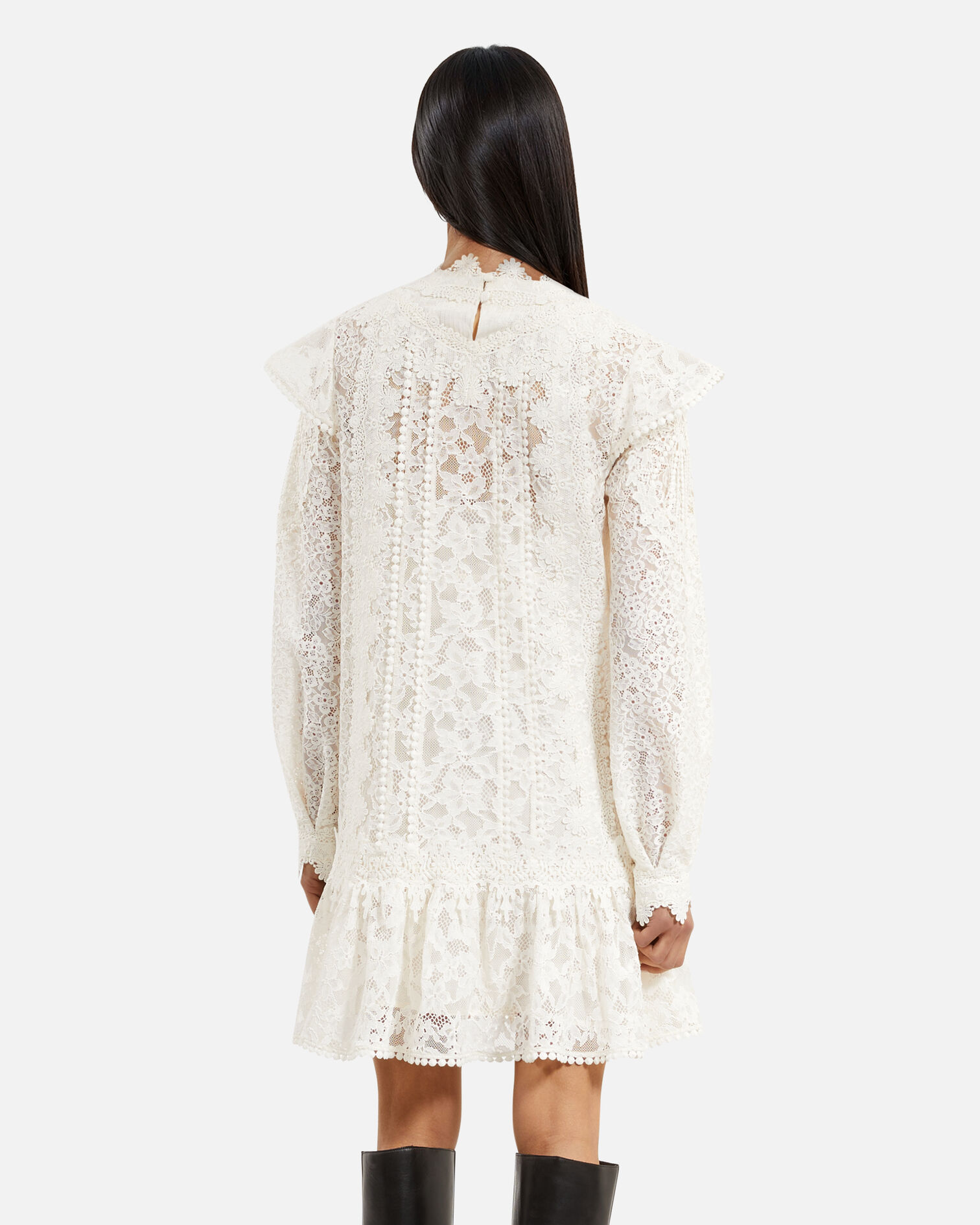 Robe courte en dentelle écrue, ECRU, hi-res image number null