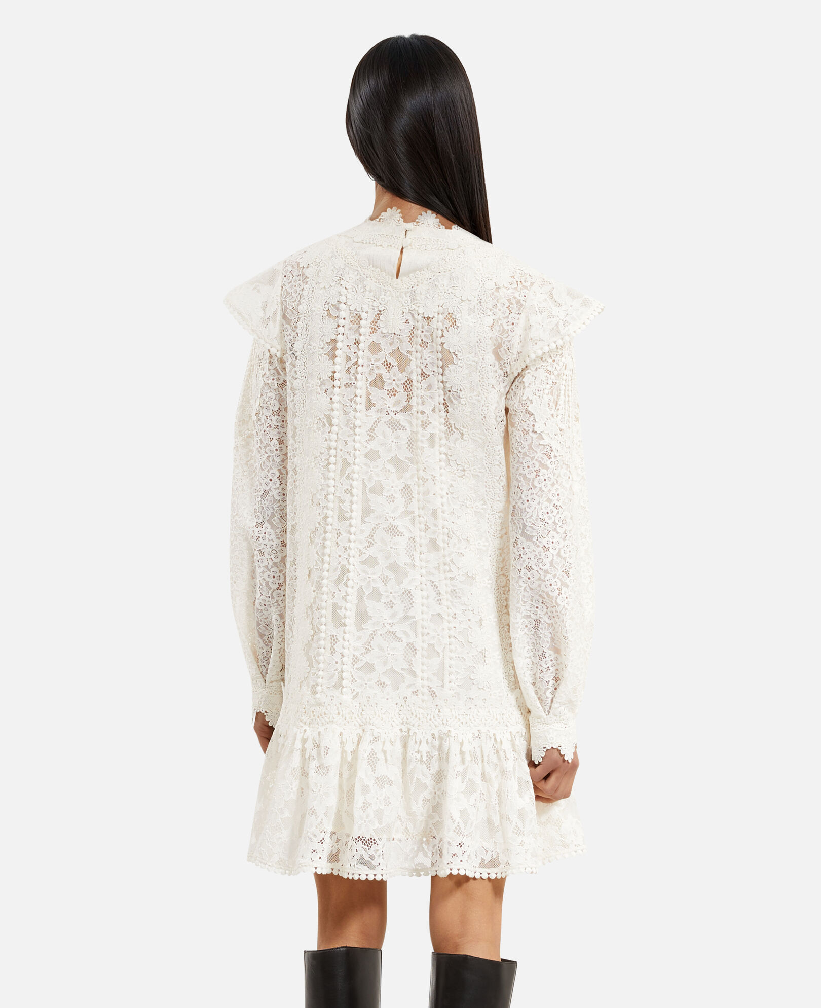 The Kooples WOMEN ECRU short ecru lace dress