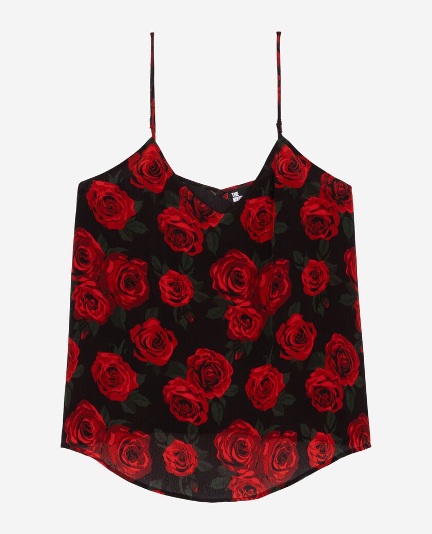 The Kooples FEMME BLACK - RED caraco imprim&eacute; fleuri rouge