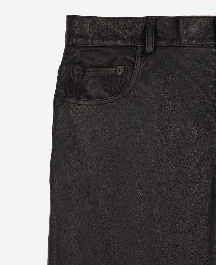 The Kooples MEN BLACK black leather slim-fit pants