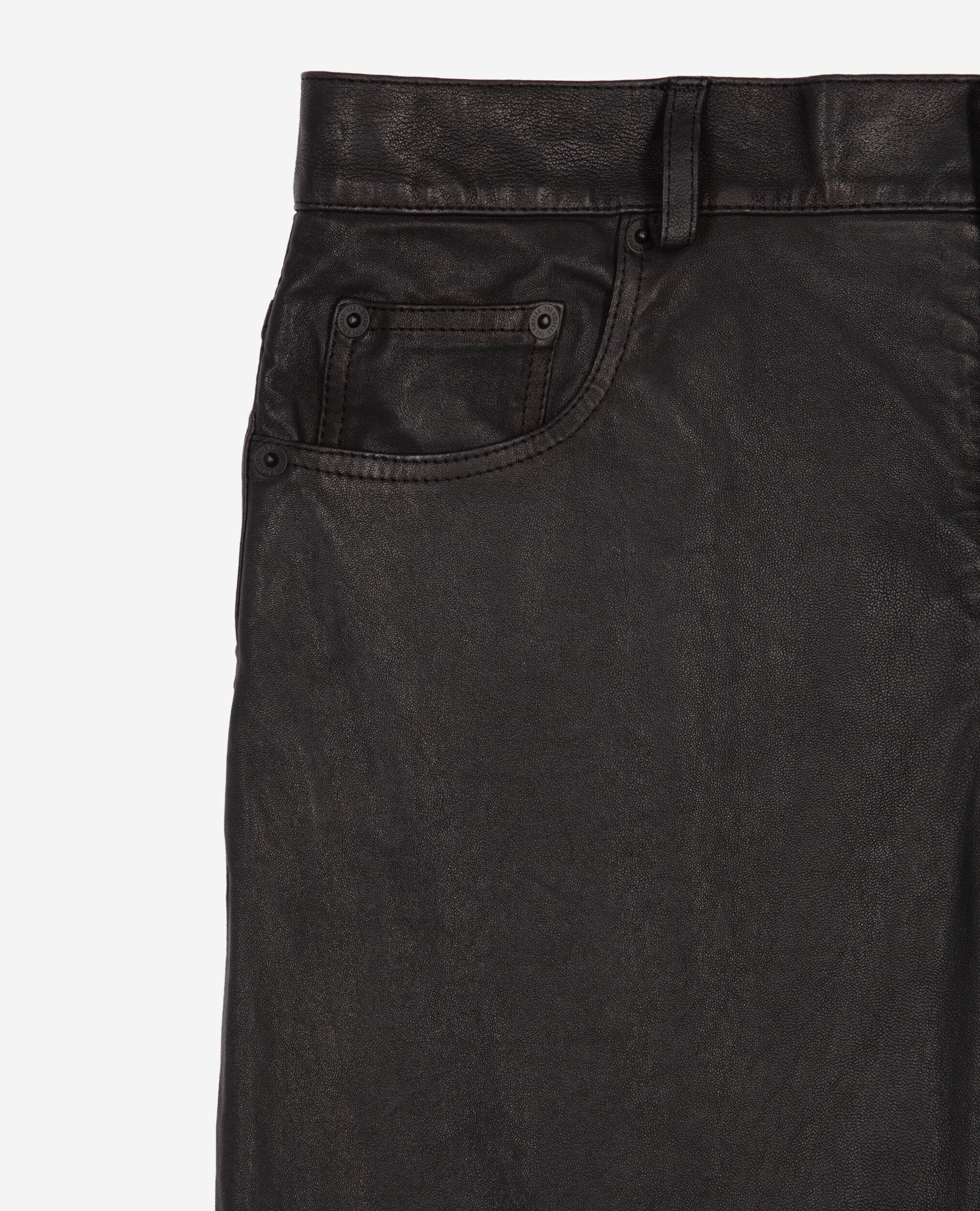 Black leather slim-fit pants, BLACK, hi-res image number null