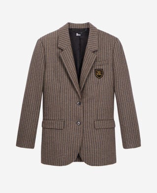 The Kooples F BEIGE-BROWN brown checkered blazer