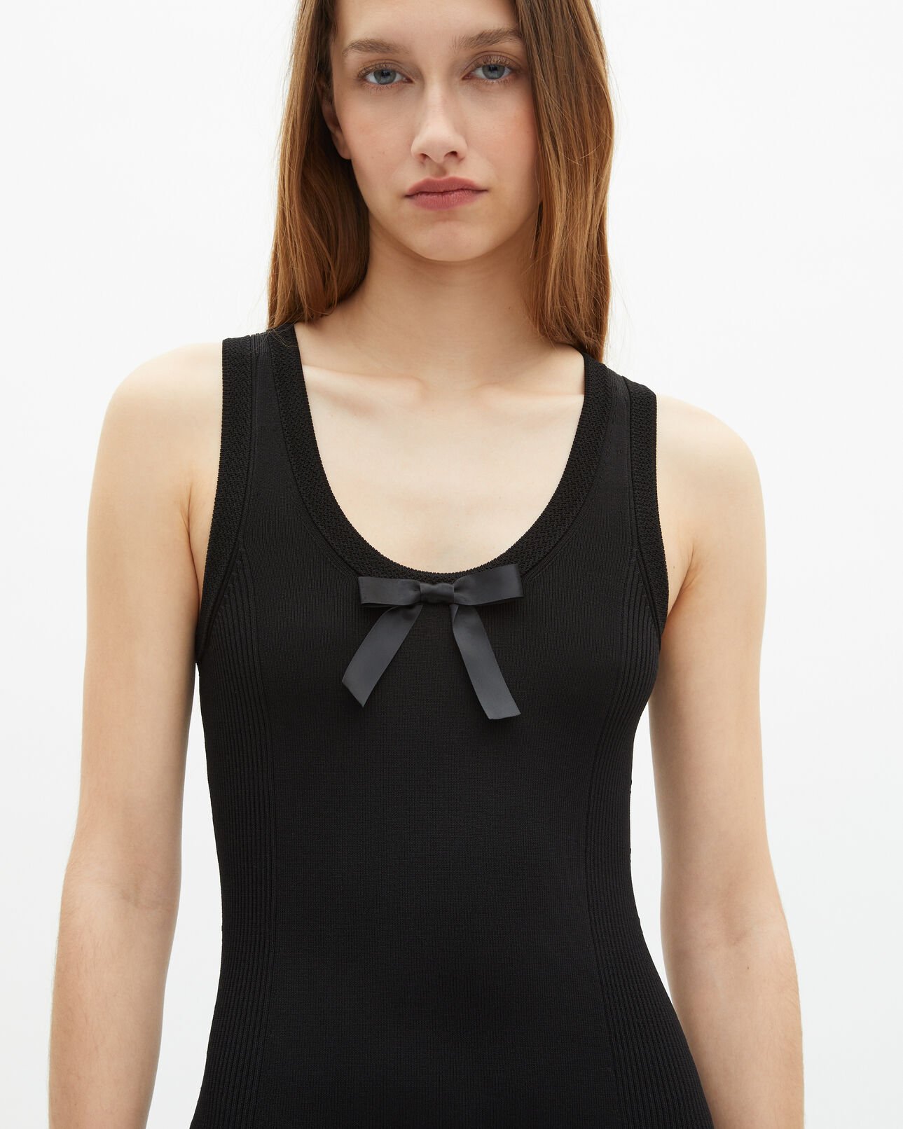 The Kooples FEMME BLACK robe longue en maille noire