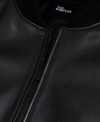 The Kooples HOMME BLACK blouson détails cuir noir