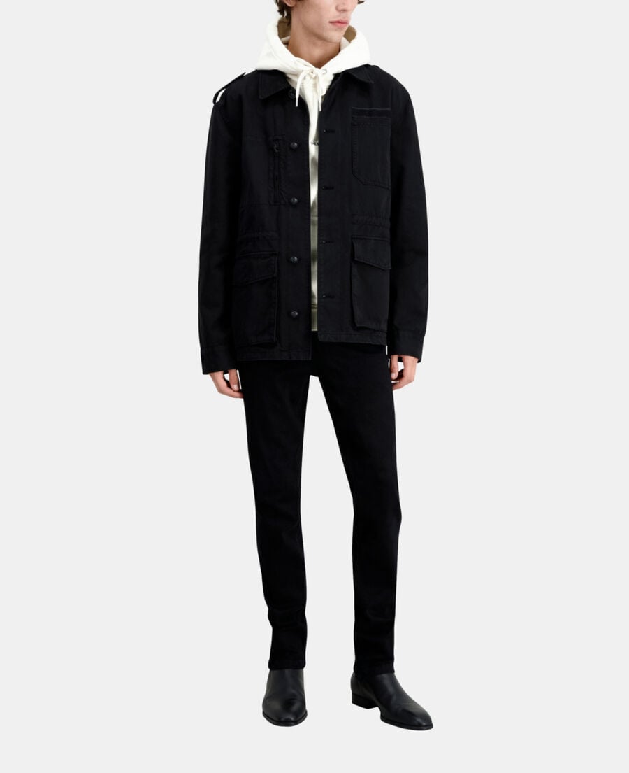 The Kooples HOMME BLACK veste worker noire en denim