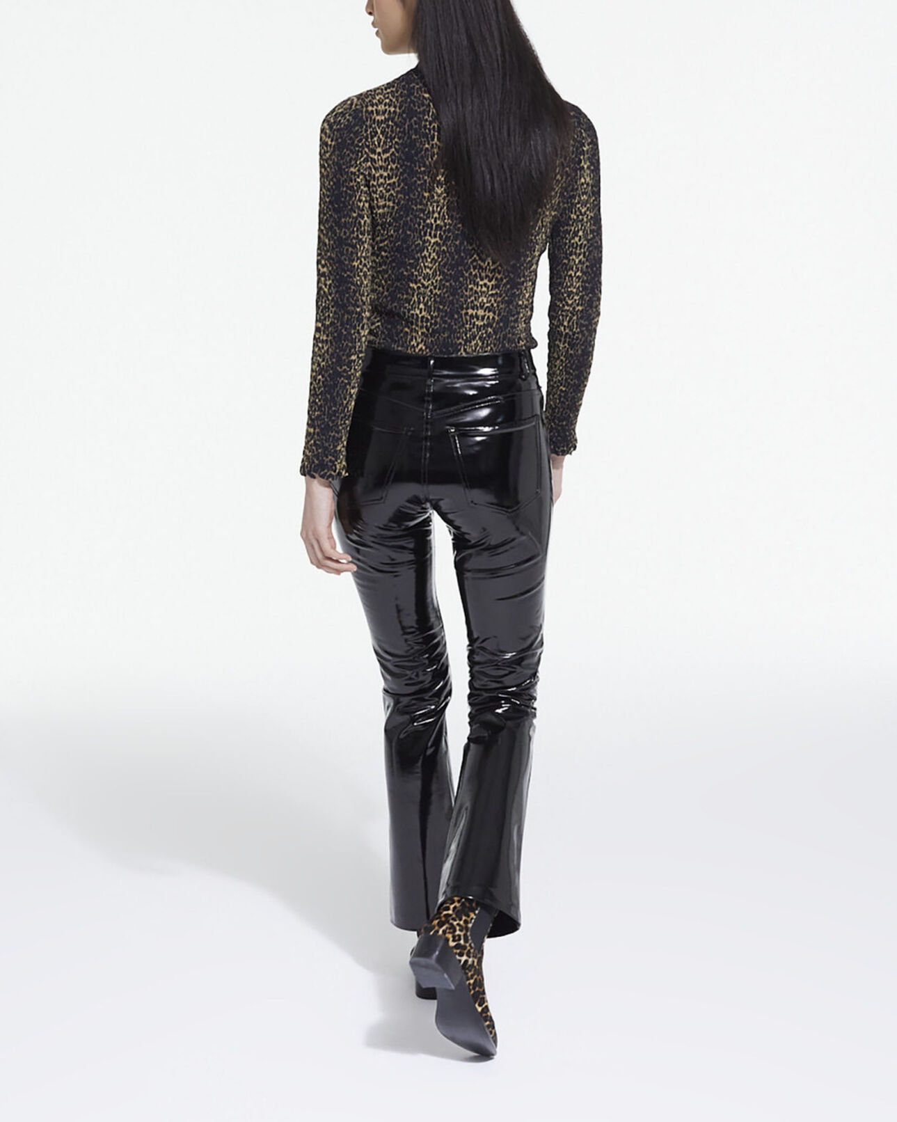 The Kooples FEMME BLACK jean large en vinyle noir