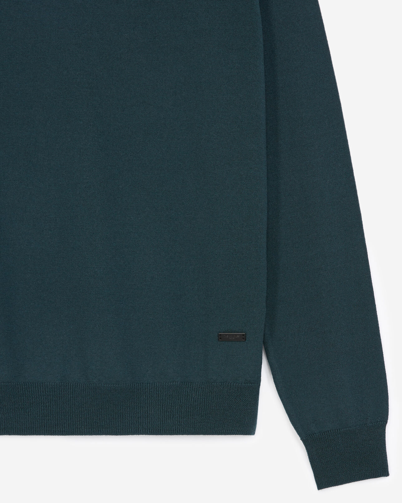 The Kooples MEN BOTTLE GREEN bottle green wool sweater w/leather details