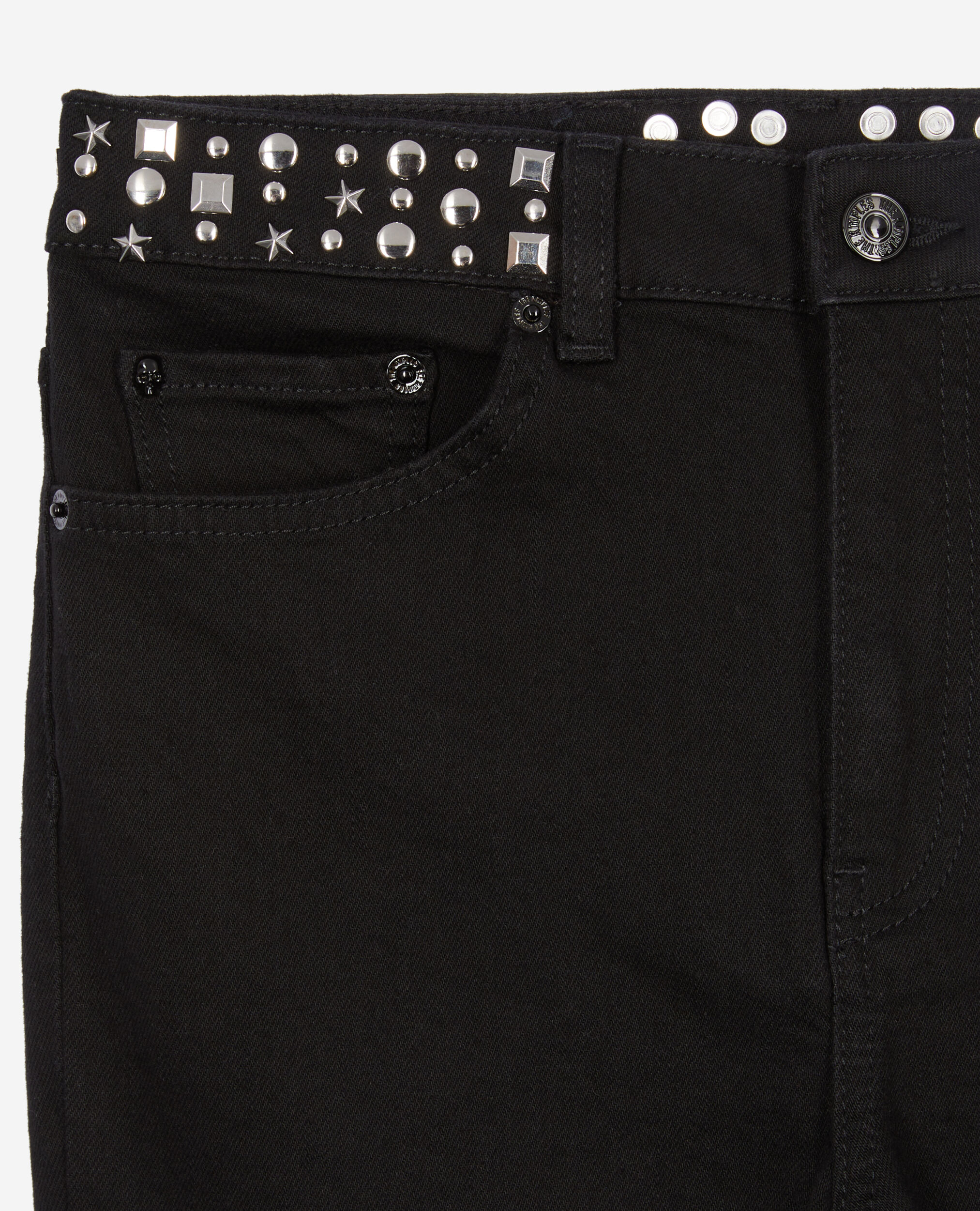 Black slim jeans with studs and stars, BLACK WASHED, hi-res image number null