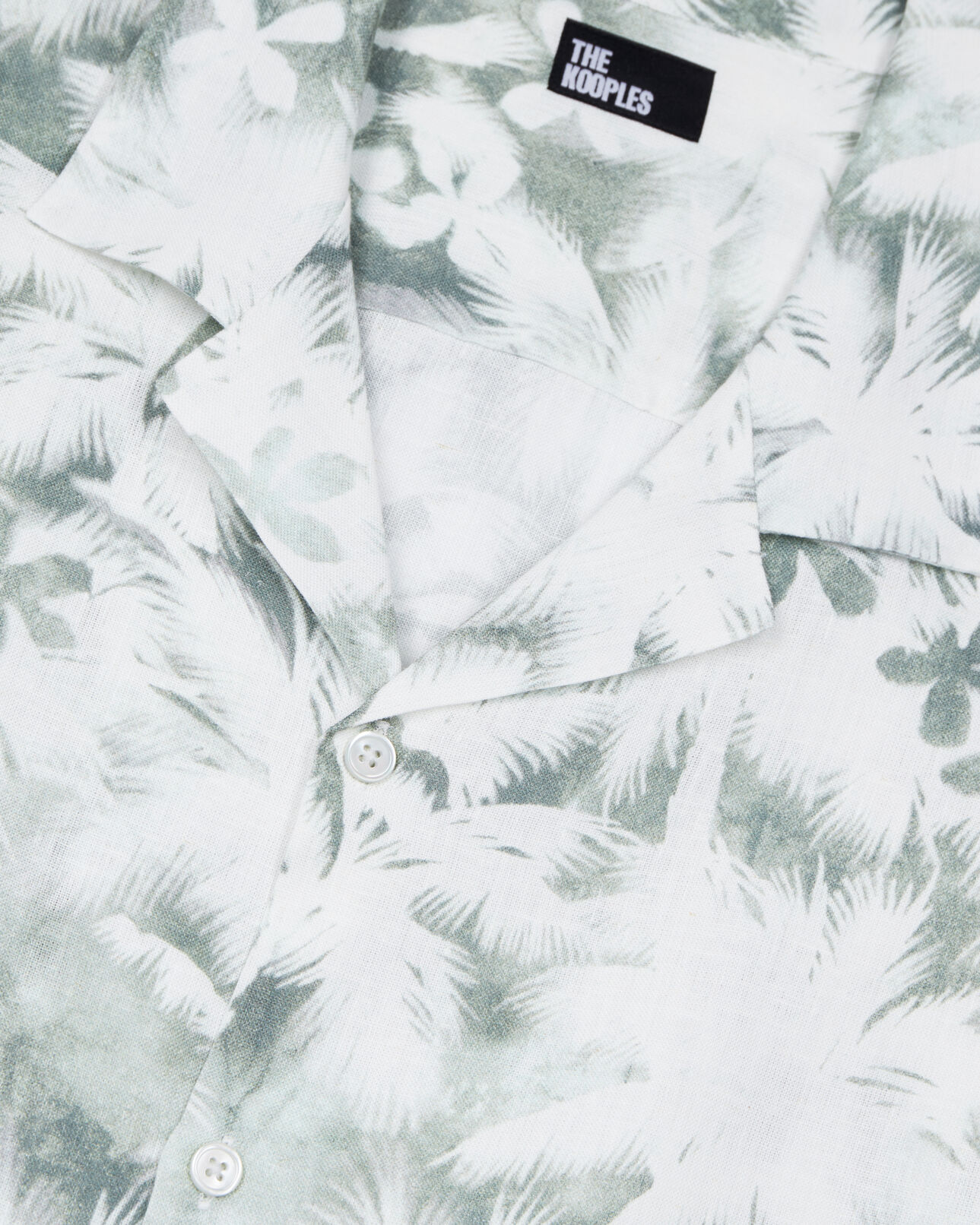 The Kooples HOMME WHITE - KAKI chemise manches courtes avec palmiers vert